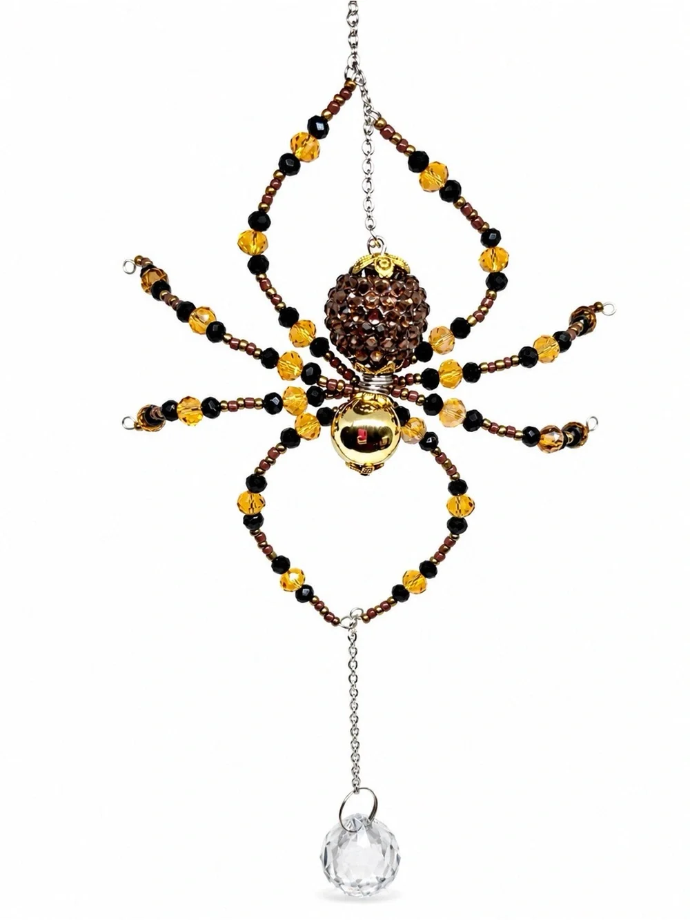 Gold & Amber Beaded Crystal Sun Catcher
